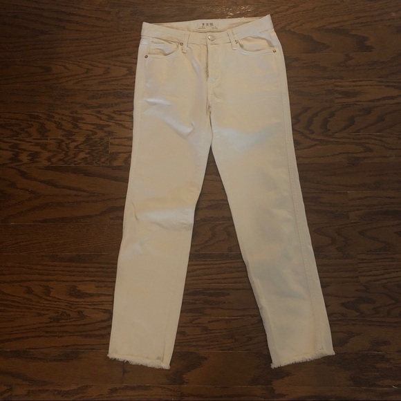 Women’s Free People Cream Raw Hem Cropped Jeans - Picture 2 of 8